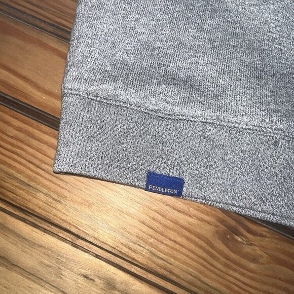 Pendleton Sweater Mens Size Medium Elbow Patch Cowl Neck Pullover Gray Cotton - Picture 6 of 9